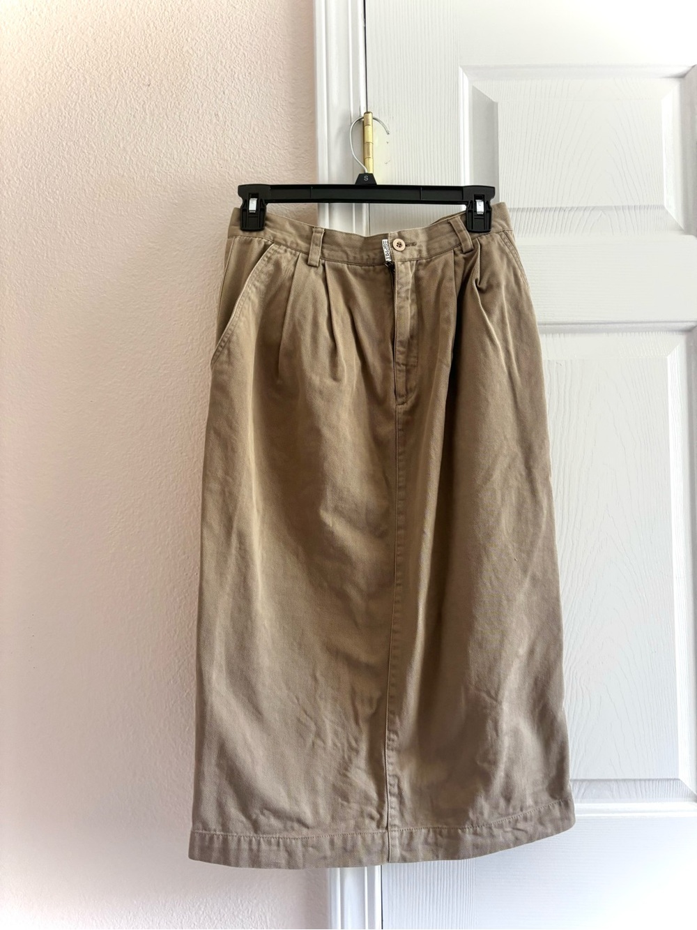 Vintage 80s Esprit Sport Khaki Brown Utility Pleated Cargo Skirt Waist 26 (S)
